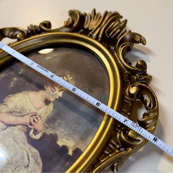 Vintage Victorian Lot 2pcs Bakalite Gilt Oval Ornate Pictures Frame Wall Decor - Picture 10 of 11